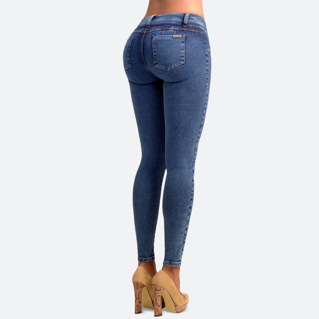 wonderfit mid wash denim skinny jeans